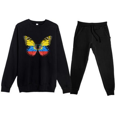 Butterfly Flag Of Ecuador Premium Crewneck Sweatsuit Set