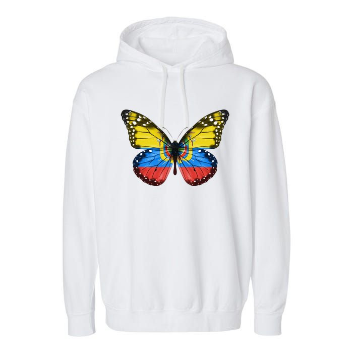 Butterfly Flag Of Ecuador Garment-Dyed Fleece Hoodie