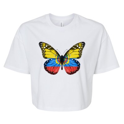 Butterfly Flag Of Ecuador Bella+Canvas Jersey Crop Tee