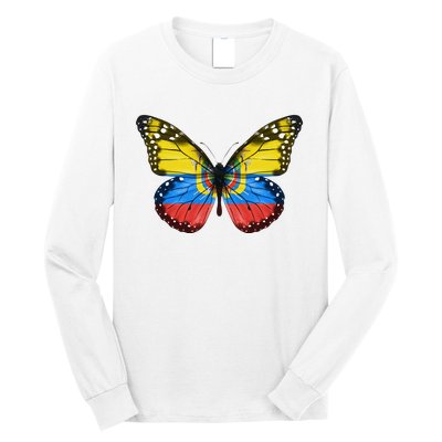 Butterfly Flag Of Ecuador Long Sleeve Shirt