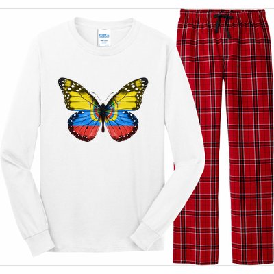 Butterfly Flag Of Ecuador Long Sleeve Pajama Set