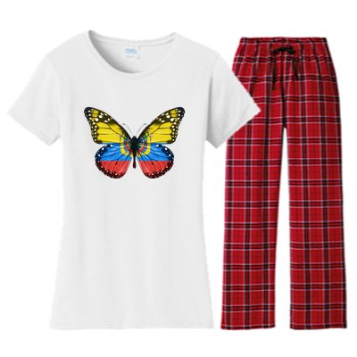 Butterfly Flag Of Ecuador Women's Flannel Pajama Set