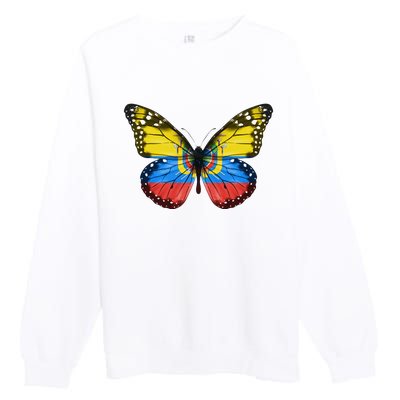 Butterfly Flag Of Ecuador Premium Crewneck Sweatshirt