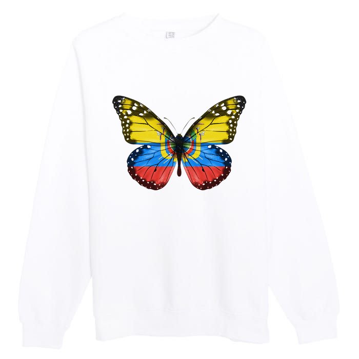 Butterfly Flag Of Ecuador Premium Crewneck Sweatshirt