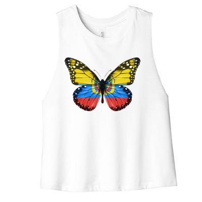 Butterfly Flag Of Ecuador Women's Racerback Cropped Tank