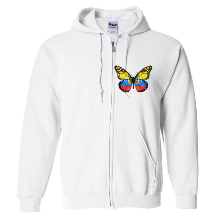 Butterfly Flag Of Ecuador Full Zip Hoodie