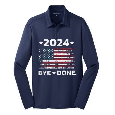 Byedone. Funny Political Election Trump 2024 Silk Touch Performance Long Sleeve Polo