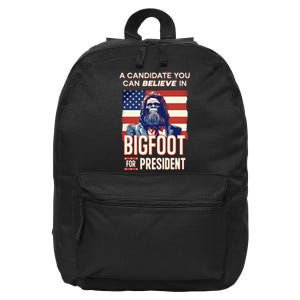 Bigfoot For President Believe Vote Elect Sasquatch Candidate 16 in Basic Backpack