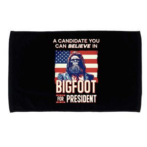 Bigfoot For President Believe Vote Elect Sasquatch Candidate Microfiber Hand Towel