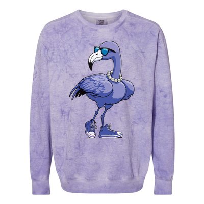 Blue Flamingo Pearls Comma La Kamala Harris 2024 Colorblast Crewneck Sweatshirt