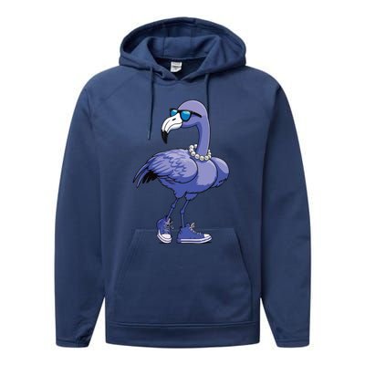 Blue Flamingo Pearls Comma La Kamala Harris 2024 Performance Fleece Hoodie