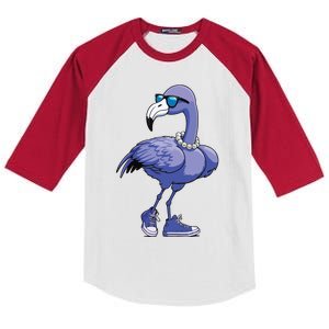 Blue Flamingo Pearls Comma La Kamala Harris 2024 Kids Colorblock Raglan Jersey