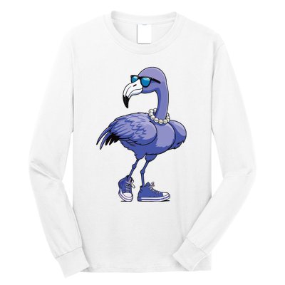 Blue Flamingo Pearls Comma La Kamala Harris 2024 Long Sleeve Shirt