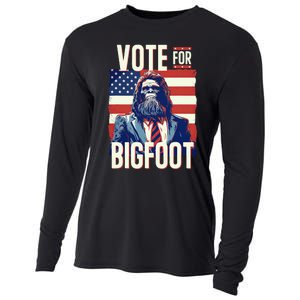 Bigfoot For President Election Vote Sasquatch USA Flag 2024 Cooling Performance Long Sleeve Crew