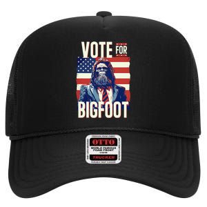 Bigfoot For President Election Vote Sasquatch Usa High Crown Mesh Back Trucker Hat