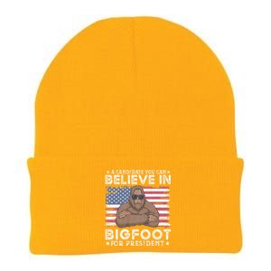 Bigfoot For President Election 2024 Funny Vote Sasquatch Usa Knit Cap Winter Beanie