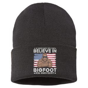 Bigfoot For President Election 2024 Funny Vote Sasquatch Usa Sustainable Knit Beanie