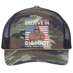 Bigfoot For President Election 2024 Funny Vote Sasquatch Usa Retro Rope Trucker Hat Cap