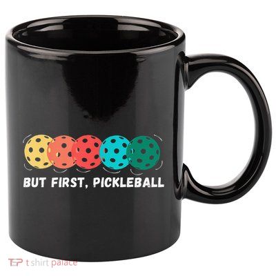 But First Pickleball Funny Vintage Pickleball Player 11oz C Handle Ceramic Mug