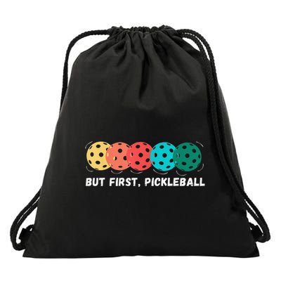 But First Pickleball Funny Vintage Pickleball Player Drawstring Bag