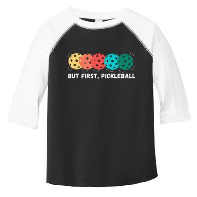 But First Pickleball Funny Vintage Pickleball Player Toddler Fine Jersey T-Shirt