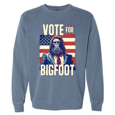 Bigfoot For President Election Vote Sasquatch Usa Flag 2024 Garment-Dyed Sweatshirt