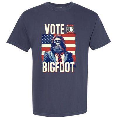 Bigfoot For President Election Vote Sasquatch Usa Flag 2024 Garment-Dyed Heavyweight T-Shirt