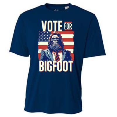 Bigfoot For President Election Vote Sasquatch Usa Flag 2024 Cooling Performance Crew T-Shirt