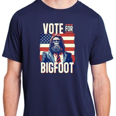 Bigfoot For President Election Vote Sasquatch Usa Flag 2024 Adult ChromaSoft Performance T-Shirt