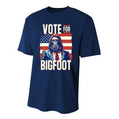 Bigfoot For President Election Vote Sasquatch Usa Flag 2024 Performance Sprint T-Shirt