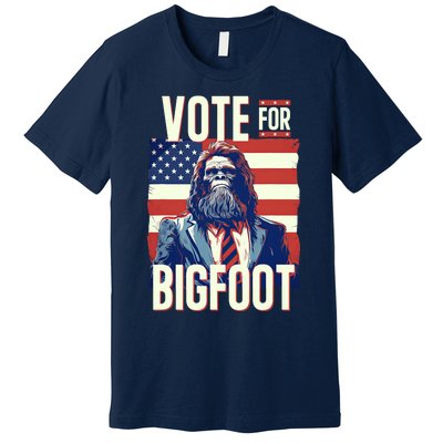 Bigfoot For President Election Vote Sasquatch Usa Flag 2024 Premium T-Shirt