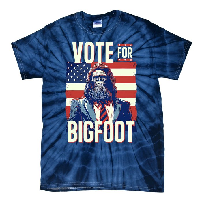 Bigfoot For President Election Vote Sasquatch Usa Flag 2024 Tie-Dye T-Shirt