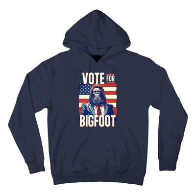 Bigfoot For President Election Vote Sasquatch Usa Flag 2024 Tall Hoodie