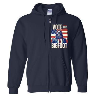 Bigfoot For President Election Vote Sasquatch Usa Flag 2024 Full Zip Hoodie