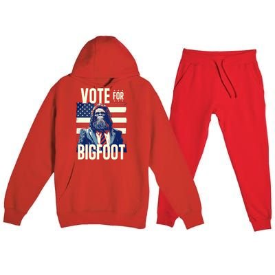 Bigfoot For President Election Vote Sasquatch Usa Flag 2024 Premium Hooded Sweatsuit Set