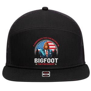 Bigfoot For President Believe Vote Elect Sasquatch Candidate 7 Panel Mesh Trucker Snapback Hat