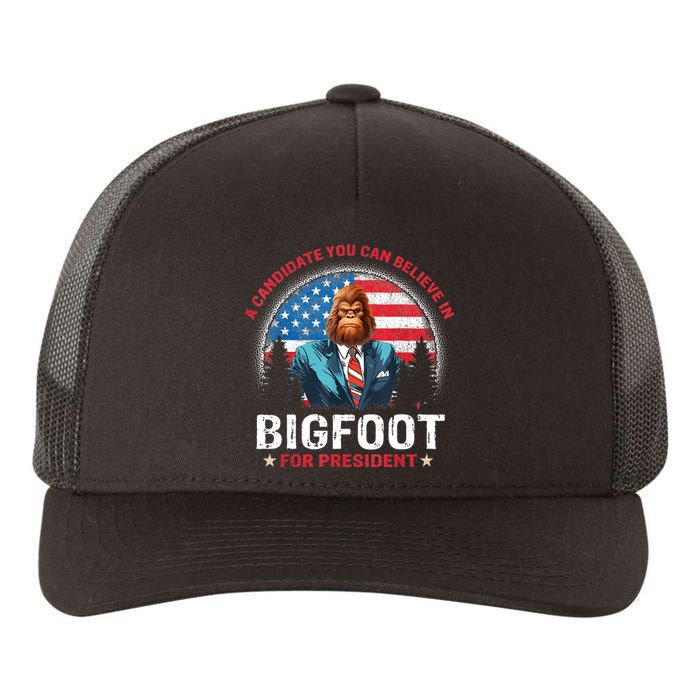 Bigfoot For President Believe Vote Elect Sasquatch Candidate Yupoong Adult 5-Panel Trucker Hat