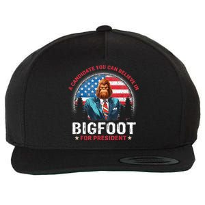 Bigfoot For President Believe Vote Elect Sasquatch Candidate Wool Snapback Cap