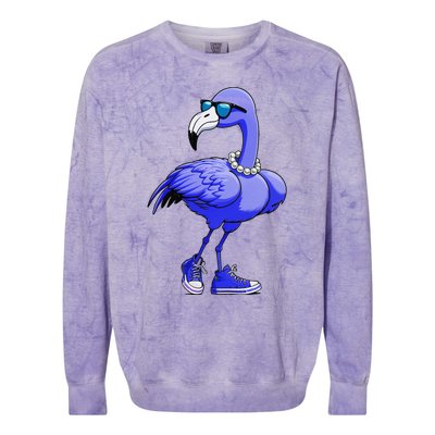 Blue Flamingo Pearls Comma La Kamala Harris 2024 Gift Colorblast Crewneck Sweatshirt