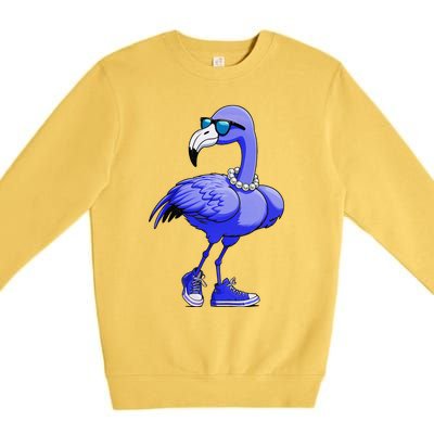 Blue Flamingo Pearls Comma La Kamala Harris 2024 Gift Premium Crewneck Sweatshirt