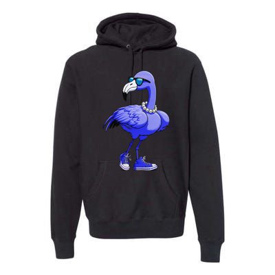 Blue Flamingo Pearls Comma La Kamala Harris 2024 Gift Premium Hoodie