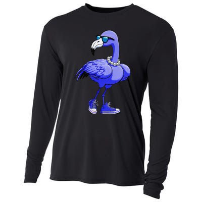 Blue Flamingo Pearls Comma La Kamala Harris 2024 Gift Cooling Performance Long Sleeve Crew