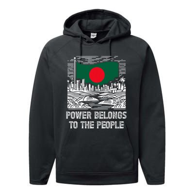 Bangladesh Flag Power Belongs To The People Support National Performance Fleece Hoodie