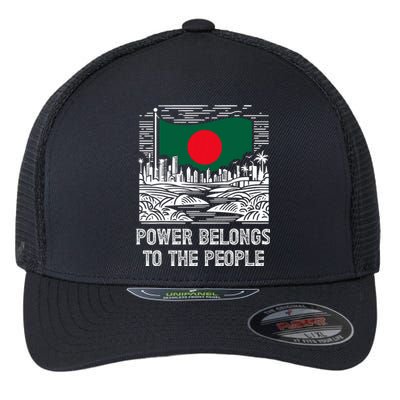 Bangladesh Flag Power Belongs To The People Support National Flexfit Unipanel Trucker Cap