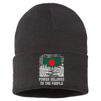 Bangladesh Flag Power Belongs To The People Support National Sustainable Knit Beanie