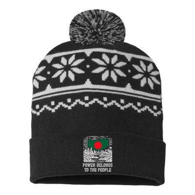 Bangladesh Flag Power Belongs To The People Support National USA-Made Snowflake Beanie