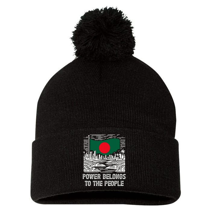 Bangladesh Flag Power Belongs To The People Support National Pom Pom 12in Knit Beanie