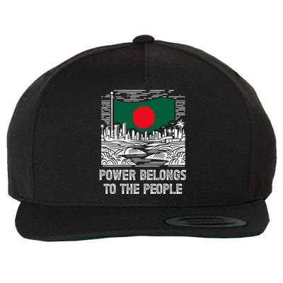 Bangladesh Flag Power Belongs To The People Support National Wool Snapback Cap