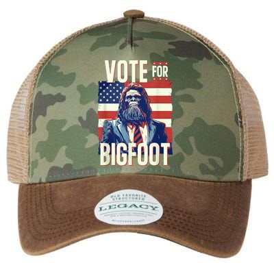 Bigfoot For President Election Vote Sasquatch Usa Flag 2024 Legacy Tie Dye Trucker Hat