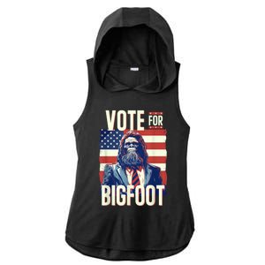 Bigfoot For President Election Vote Sasquatch Usa Flag 2024 Ladies PosiCharge Tri-Blend Wicking Draft Hoodie Tank